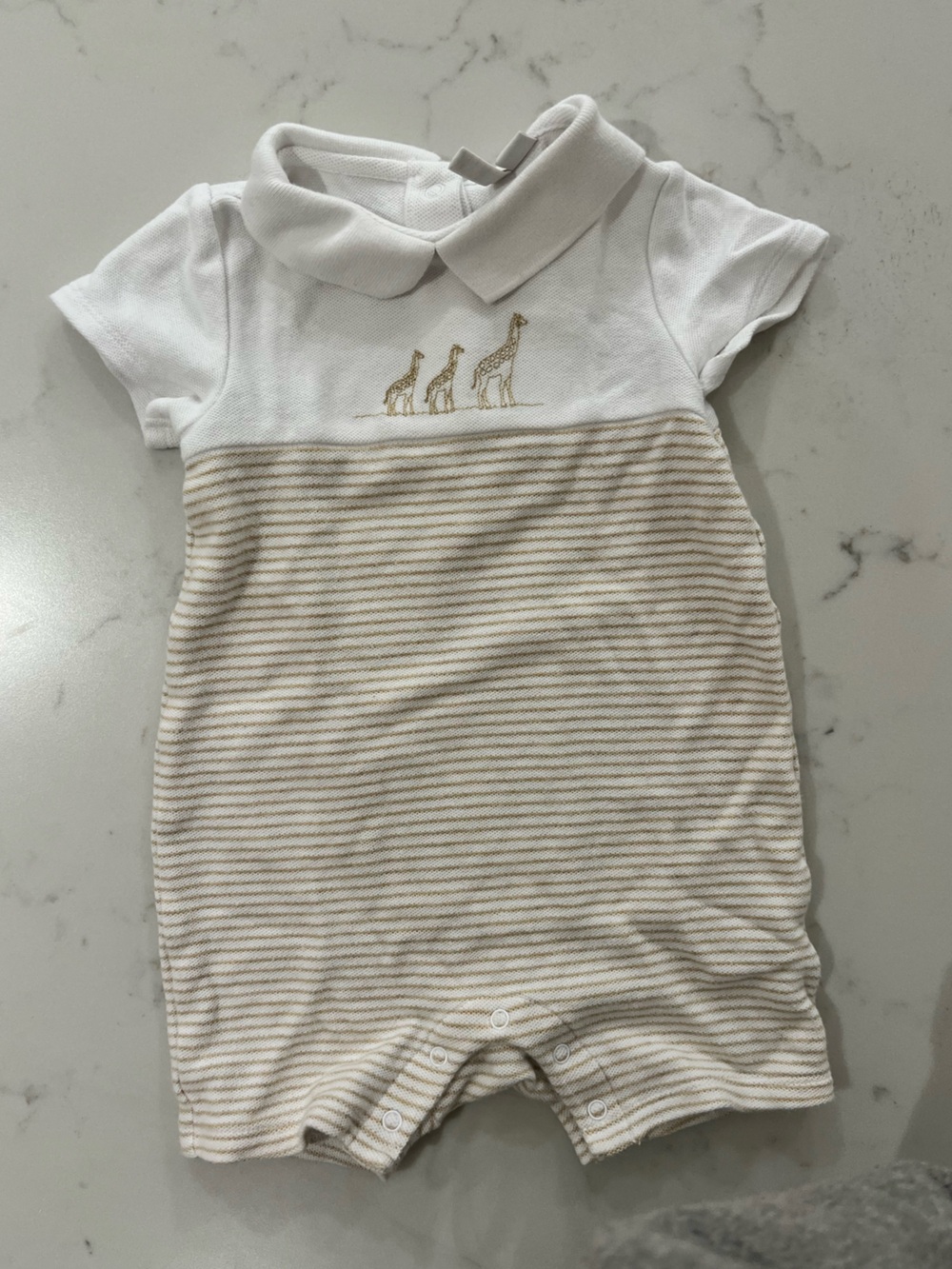 Janie and Jacks Boy Knit Giraffe Romper